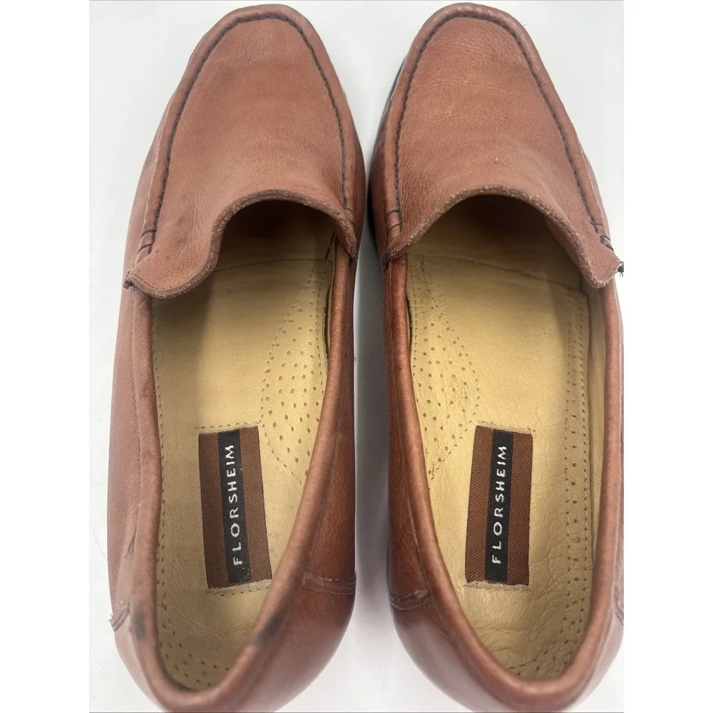 Florsheim Mens Leather Loafers Brown Slip-On Dress Shoes Size 9.5D